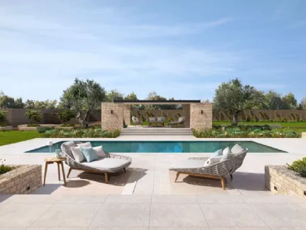 Day Bed Tamires in tessuto e teak di Bizzotto