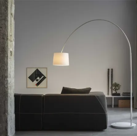 Lampada da terra in metallo con paralume in PVC rivestito in tessuto Dorsale di Ideal Lux