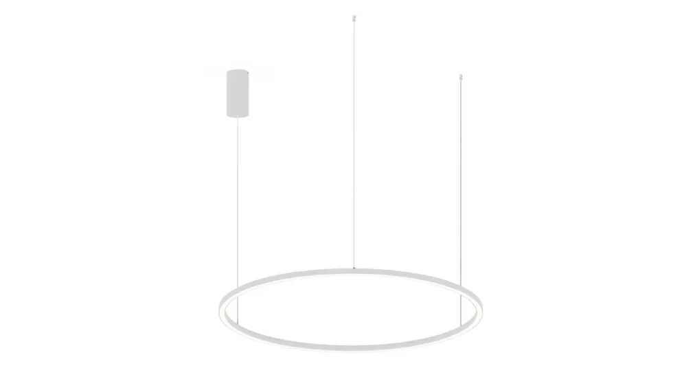 Lampada a sospensione Hoop Bianco con struttura in alluminio e diffusore in silicone di F_A_N_ Europe
