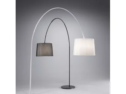 Lampada da terra Dorsale in metalo con paralume rivestito in tessuto bianco o nero di Ideal Lux