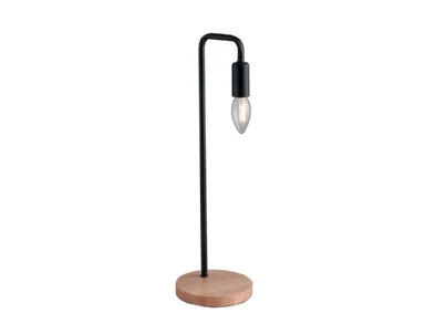 Lampada da tavolo Sushi Nero in metallo con base in legno dallo stile minimale di F_A_N_ Europe