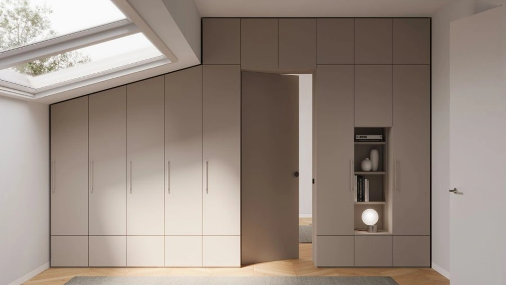 Armadio su misura mansardato con porta di Nardi Interni