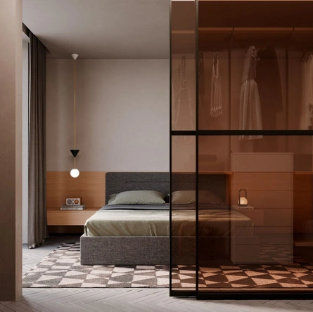 Cabina Armadio Night 17 con ante scorrevoli in vetro di Nardi Interni