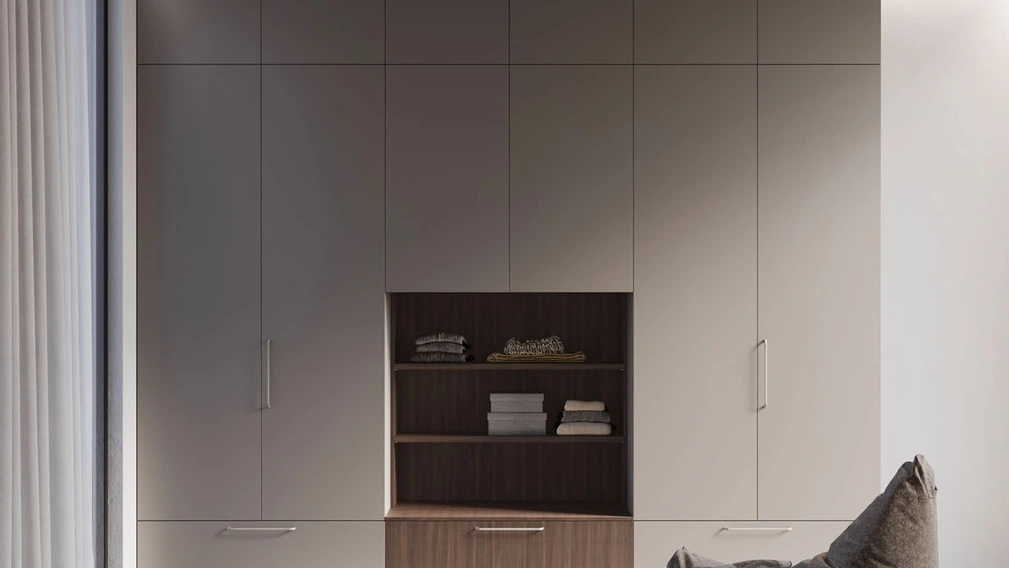 Armadio Night 47 con ante battenti in melaminico finitura Platino di Nardi Interni