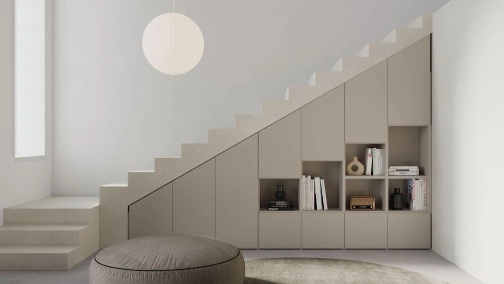 Armadio su misura per Sottoscala 01 con vani a giorno in melaminico di Nardi Interni