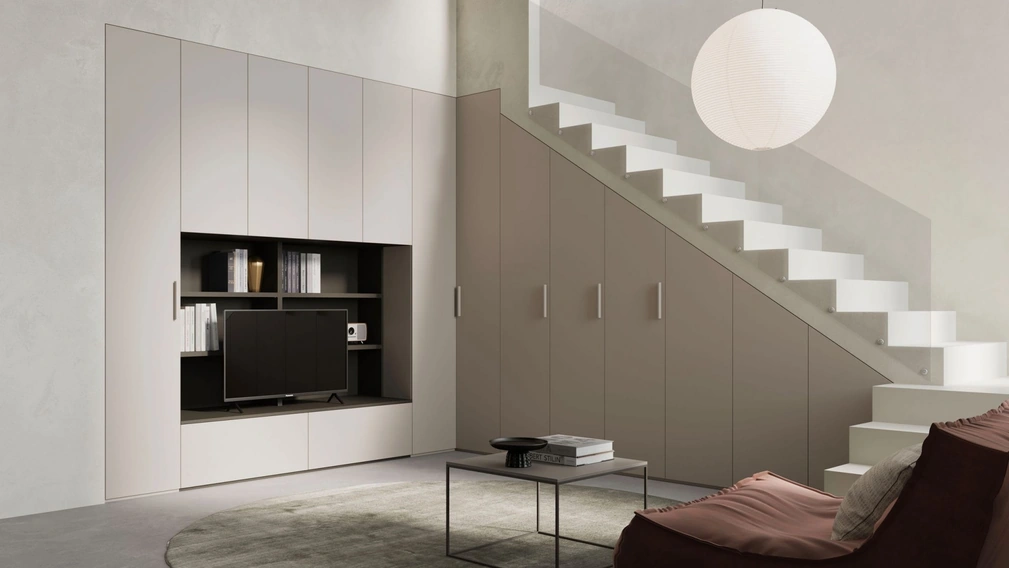 Armadio su misura per Sottoscala 04 in melaminico con ante battenti di Nardi Interni