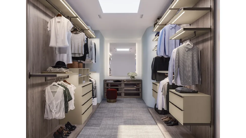 Cabina Armadio CA02 in nobilitato Noce Dark Brown e accessori Cretadi Giessegi