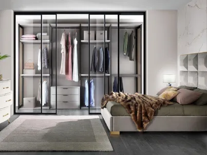 Cabina Armadio Evolution in laccato con fianchi in vetro di Mobil Più