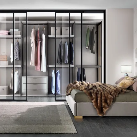 Cabina Armadio Evolution in laccato con fianchi in vetro di Mobil Più