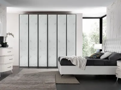 Armadio Evolution in vetro effetto marmo bianco di Mobil Più