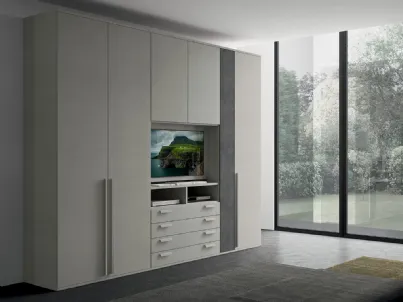Armadio con ante battenti e vano porta TV Golf M210 in melaminico di Colombini Casa