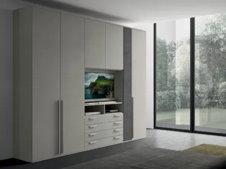 Armadio con ante battenti e vano porta TV Golf M210 in melaminico di Colombini Casa