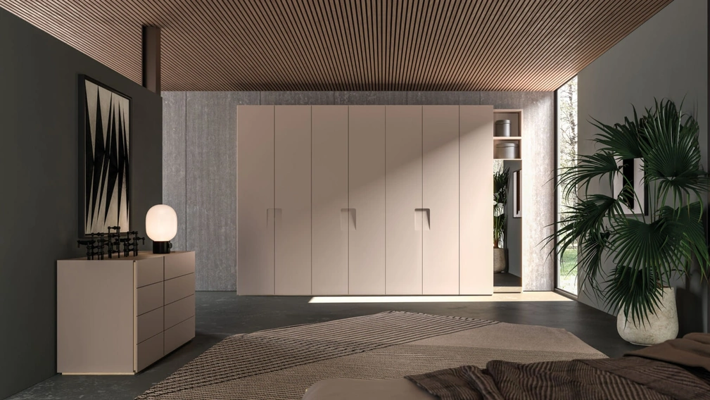 Armadio ad ante battenti Niban Night 03 in laccato opaco Ecrù di Orme