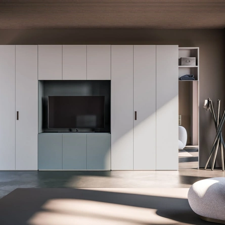 Armadio ad ante battenti Liscia Night 07 in laccato opaco Piuma e Nebbia di Orme