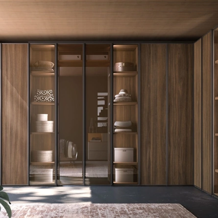 Armadio ad ante battenti Skeletro Glass Night 16 in materico Cotto e vetro Bronzato di Orme