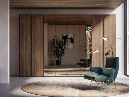 Armadio ad ante battenti Noto Night 17 in materico Cotto e specchio Bronzatodi Orme