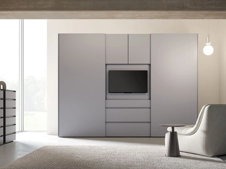 Armadio ad ante scorrevoli Gola Night 25 in laccato opaco Basalto di Orme