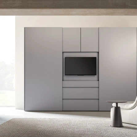 Armadio ad ante scorrevoli Gola Night 25 in laccato opaco Basalto di Orme