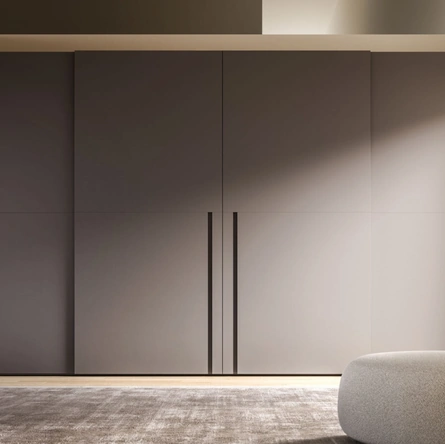 Armadio ad ante scorrevoli Aries Night 27 in laccato opaco Basalto di Orme