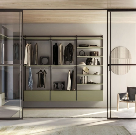 Cabina Armadio Naked 03 in laccato opaco oliva di Orme