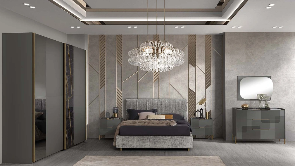 Armadio Stella Luxury con inserti in vetro effetto marmo di Mobil Piu