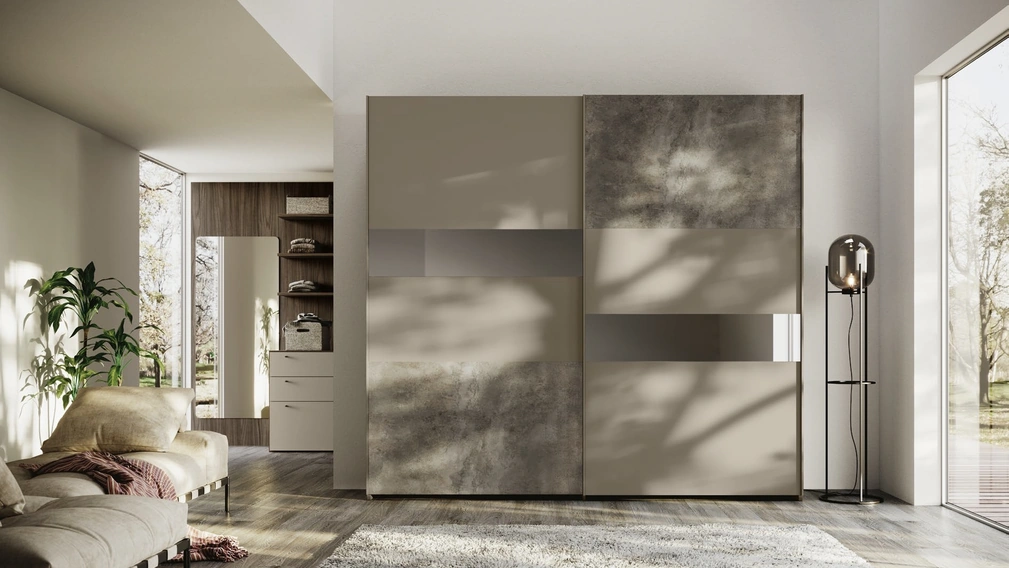 Armadio Twist finitura visone e ardesia chiaro di Imab