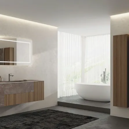 Mobile da Bagno Ri-Tratto RT14 in Rovere e HPL di Legnobagno