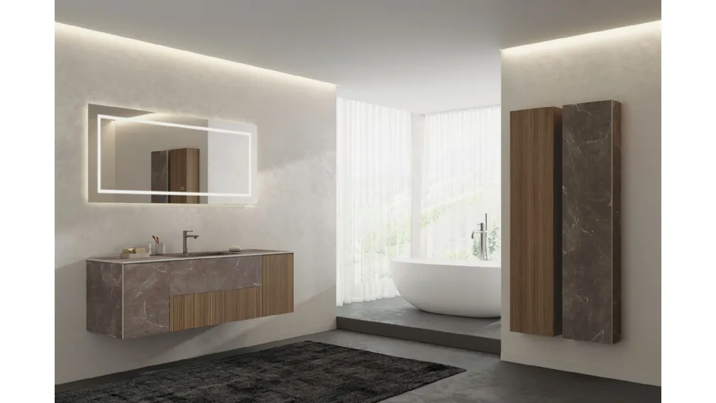 Mobile da Bagno Ri-Tratto RT14 in Rovere e HPL di Legnobagno