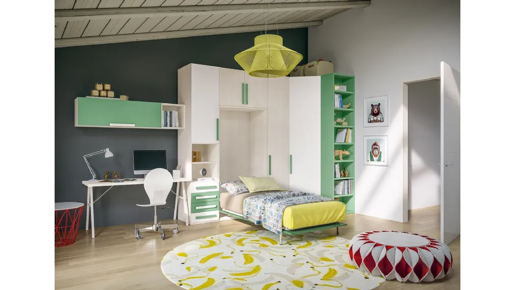 Cameretta salvaspazio con letto a scomparsa Top CM221 di Giessegi