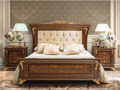 Comodino in legno con decorazioni in foglia d'oro Aida di Mobil Più