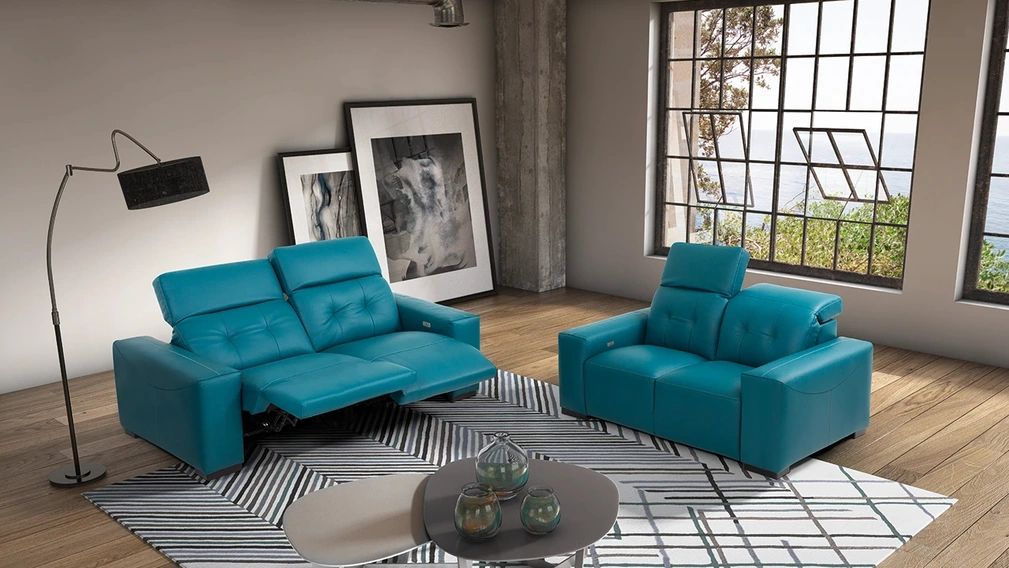 Divano relax in pelle Lerici di Delta Salotti