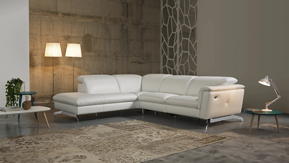 Divano relax angolare in pelle Lumiere di Delta Salotti