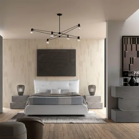 Letto in tessuto imbottito Ade di Cecchini Italia