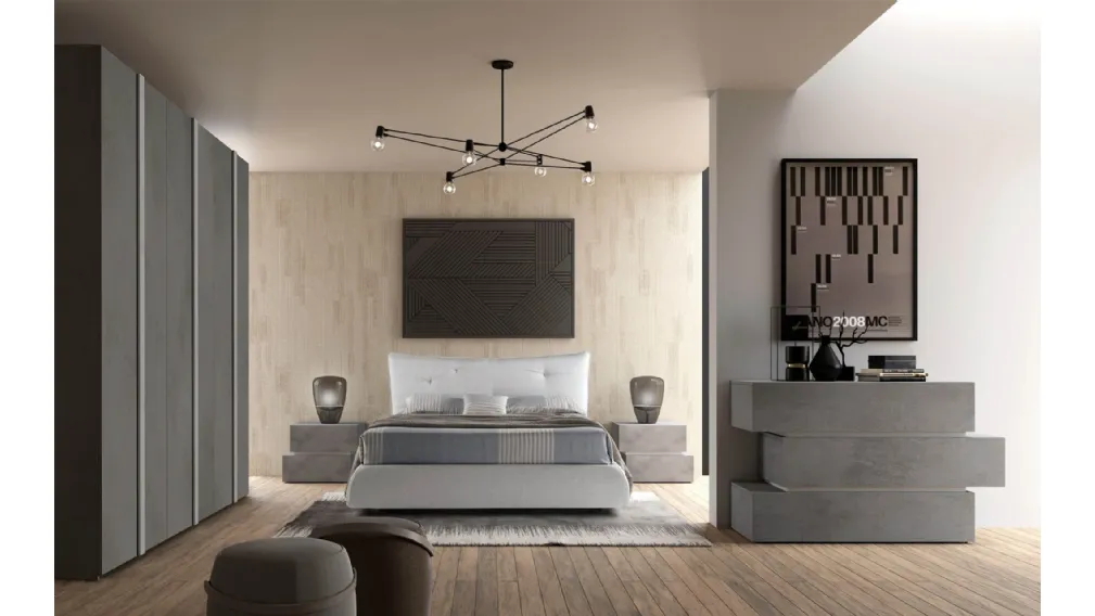 Letto in tessuto imbottito Ade di Cecchini Italia