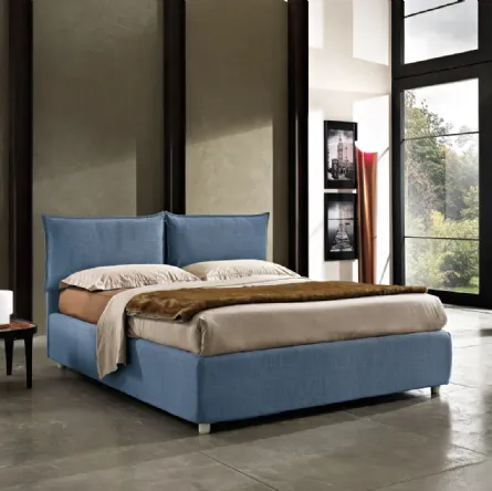 Letto in tessuto imbottito con 2 grandi guanciali poggiatesta Clay di Artigianaletti