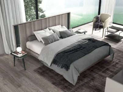 Letto matrimoniale in legno con testiera con luci a led Vitalyty Pure di Colombini Casa