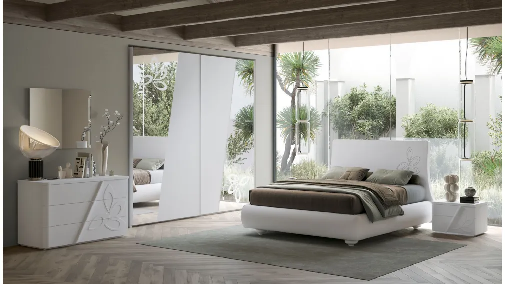 Letto Diana Flower in ecopelle di Cecchini Italia