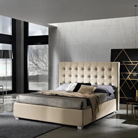 Letto in tessuto con imponente testiera trapuntata Eden Alto di Artigianaletti