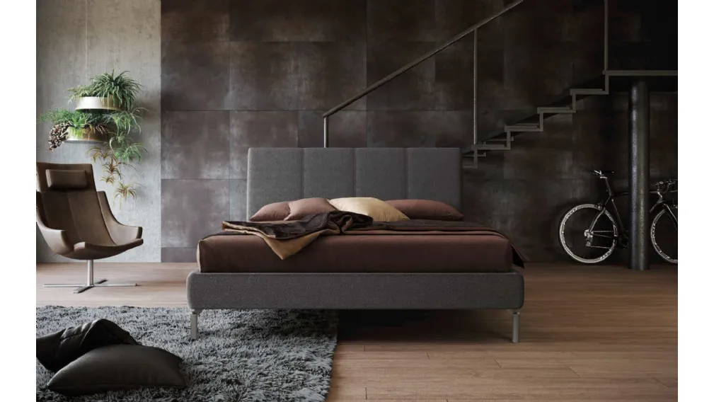 Letto con testiera in tessuto imbottito Era di Imab