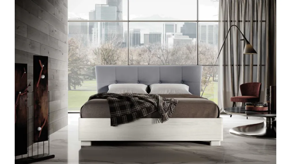 Letto con testiera in tessuto imbottito Esedra di Imab
