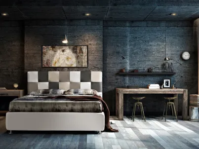Letto matrimoniale con testiera a scacchiera Fusion di Artigianaletti
