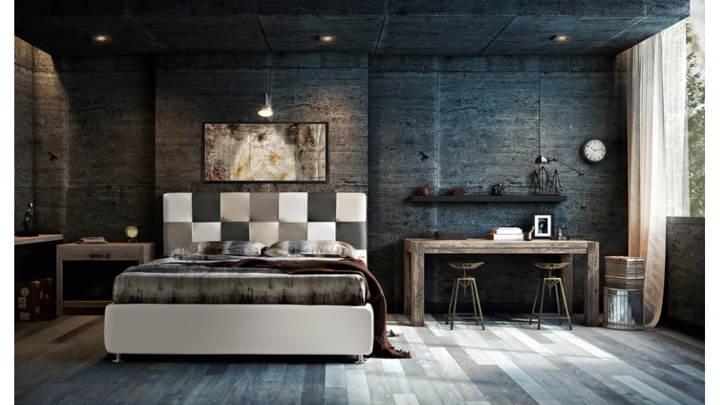 Letto matrimoniale con testiera a scacchiera Fusion di Artigianaletti