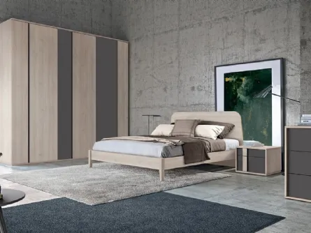 Letto Golf Virgo con struttura e testata in legno chiaro di Colombini Casa