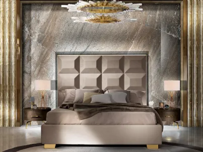 Letto con testiera in pelle con luce a led Incanto di Mobil Più
