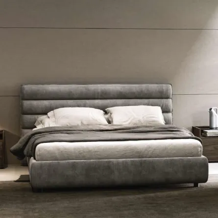 Letto in pelle Nabuk imbottito Morfeo di Imab