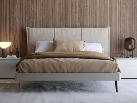 Letto in laccato opaco Nara con testiera in tessuto di Giessegi