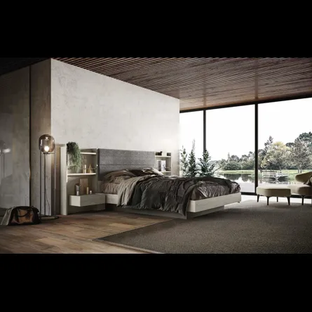 Letto con testiera rivestita in tessuto imbottito Nido Imab