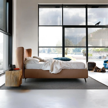 Letto in ecopelle con testiera curva Leonte di Noctis