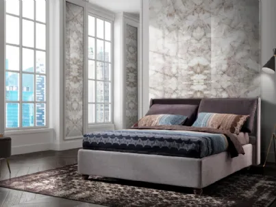 Letto matrimoniale in tessuto con 2 grandi poggiatesta Open 600 2 di Artigianaletti