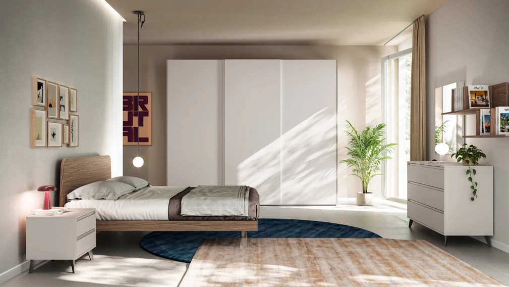 Letto matrimoniale in materico Noce Arca Night 09 di Orme